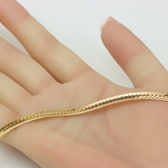 Elegant Rose Gold Flat Herringbone Chain Necklace, XPNL0259 - Picture 4 of 12